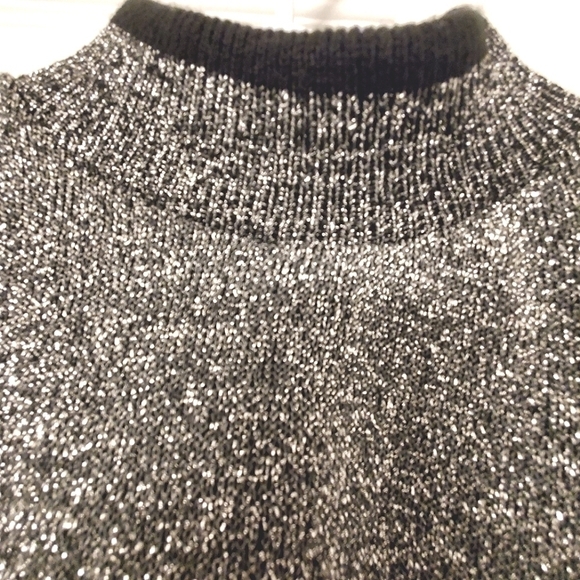 JESSICA KNIT SWEATER SCOOP NECK BLACK SILVER METALLIC WOMENS VINTAGE - Picture 4 of 4